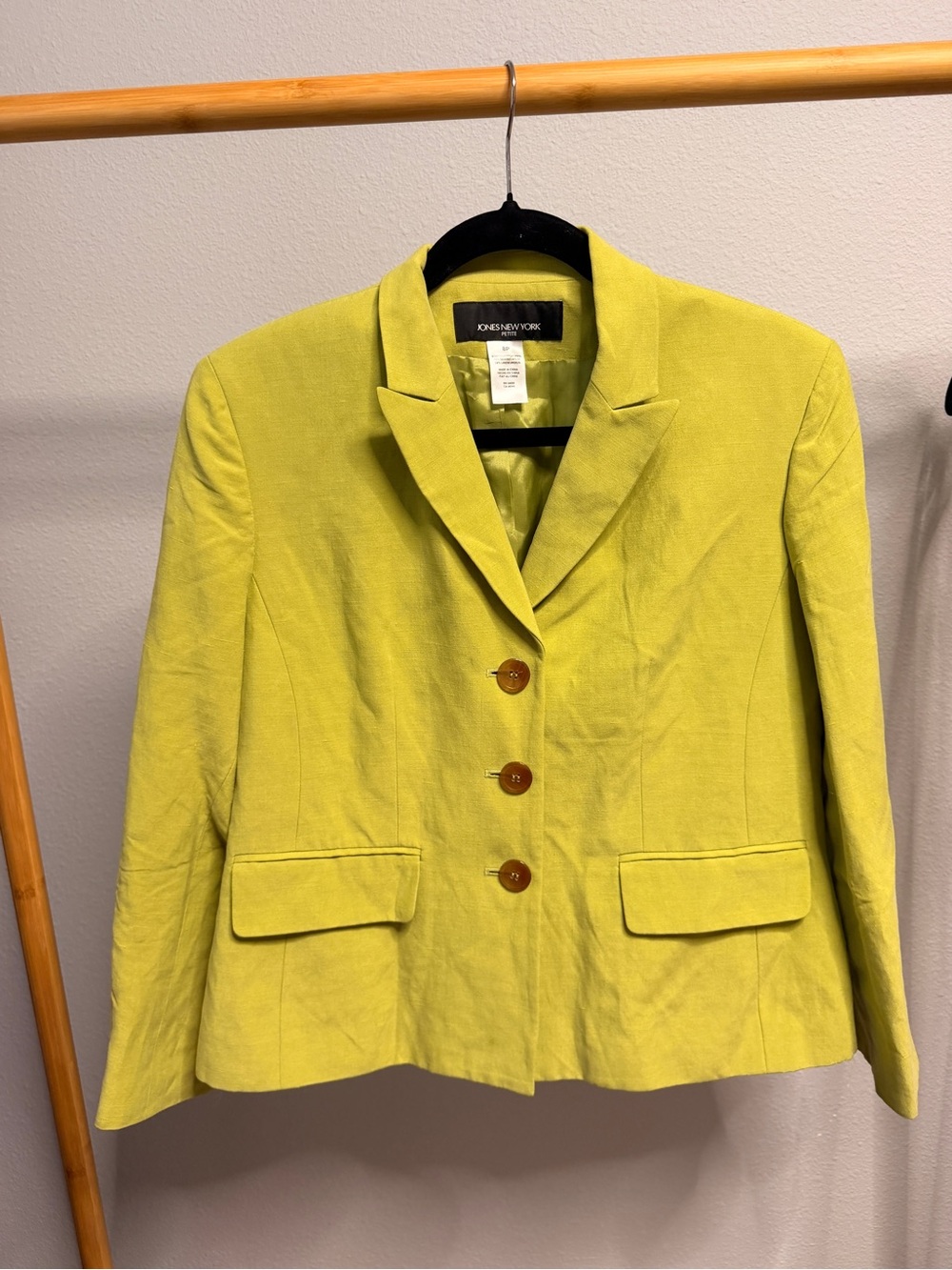 Jones New York Bright Yellow-Green Women's Single-Breasted Blazer - Picture 3 of 5